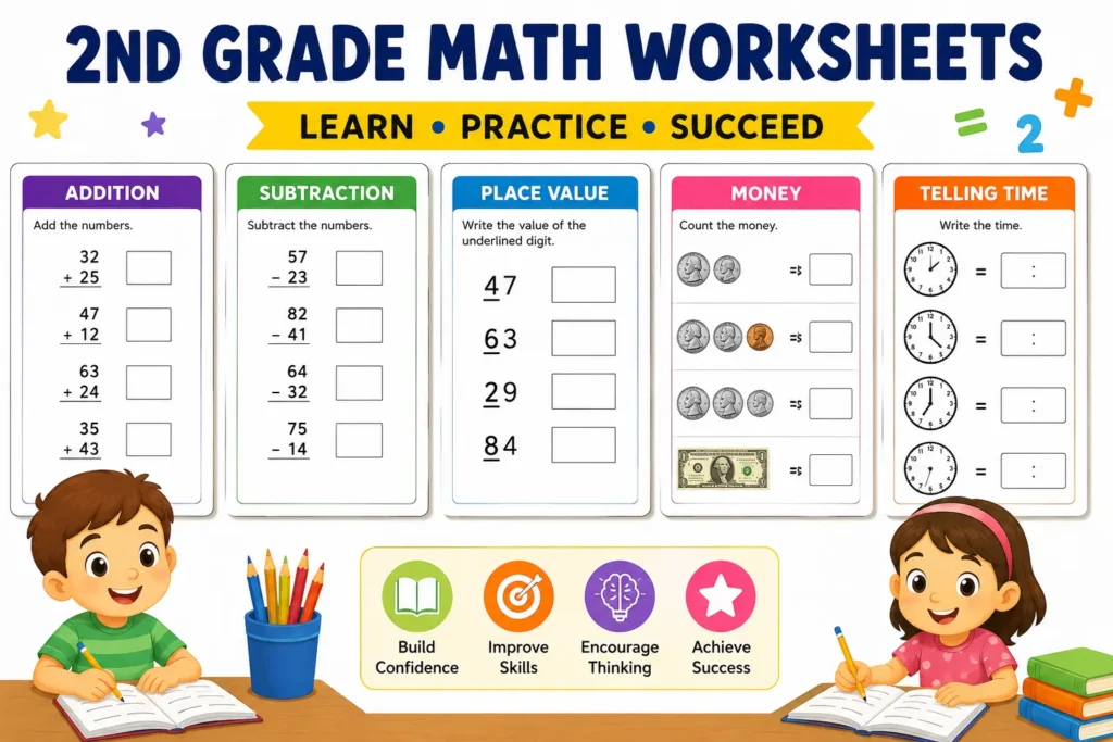 2nd Grade Math Worksheets – Free Printable PDF for Kids