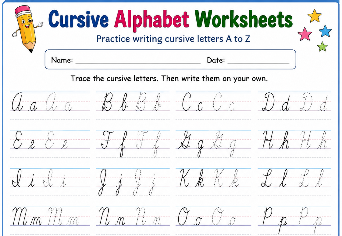 free cursive alphabet worksheets