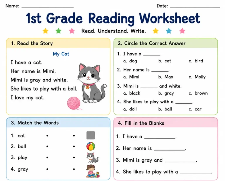 1st grade reading worksheets