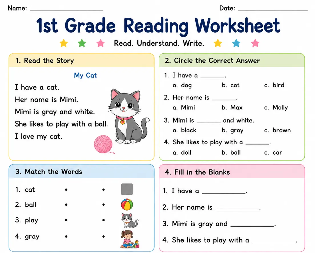 1st grade reading worksheets