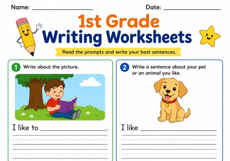 1st grade writing worksheets