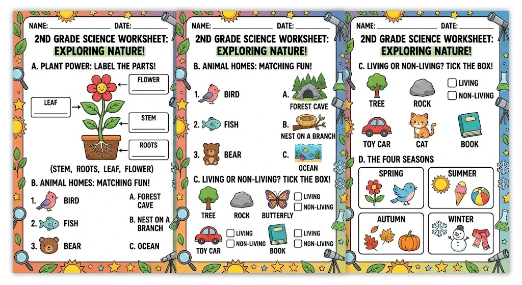 2nd grade science worksheets