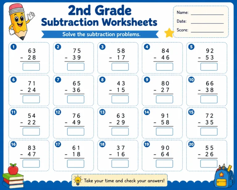 2nd grade subtraction worksheets