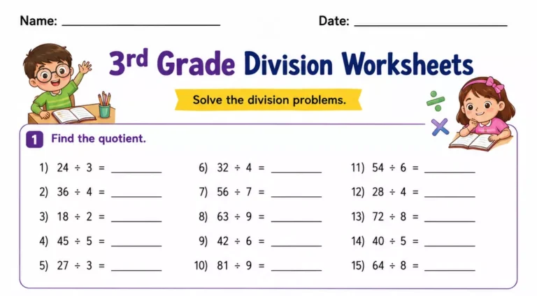 3rd grade division worksheets