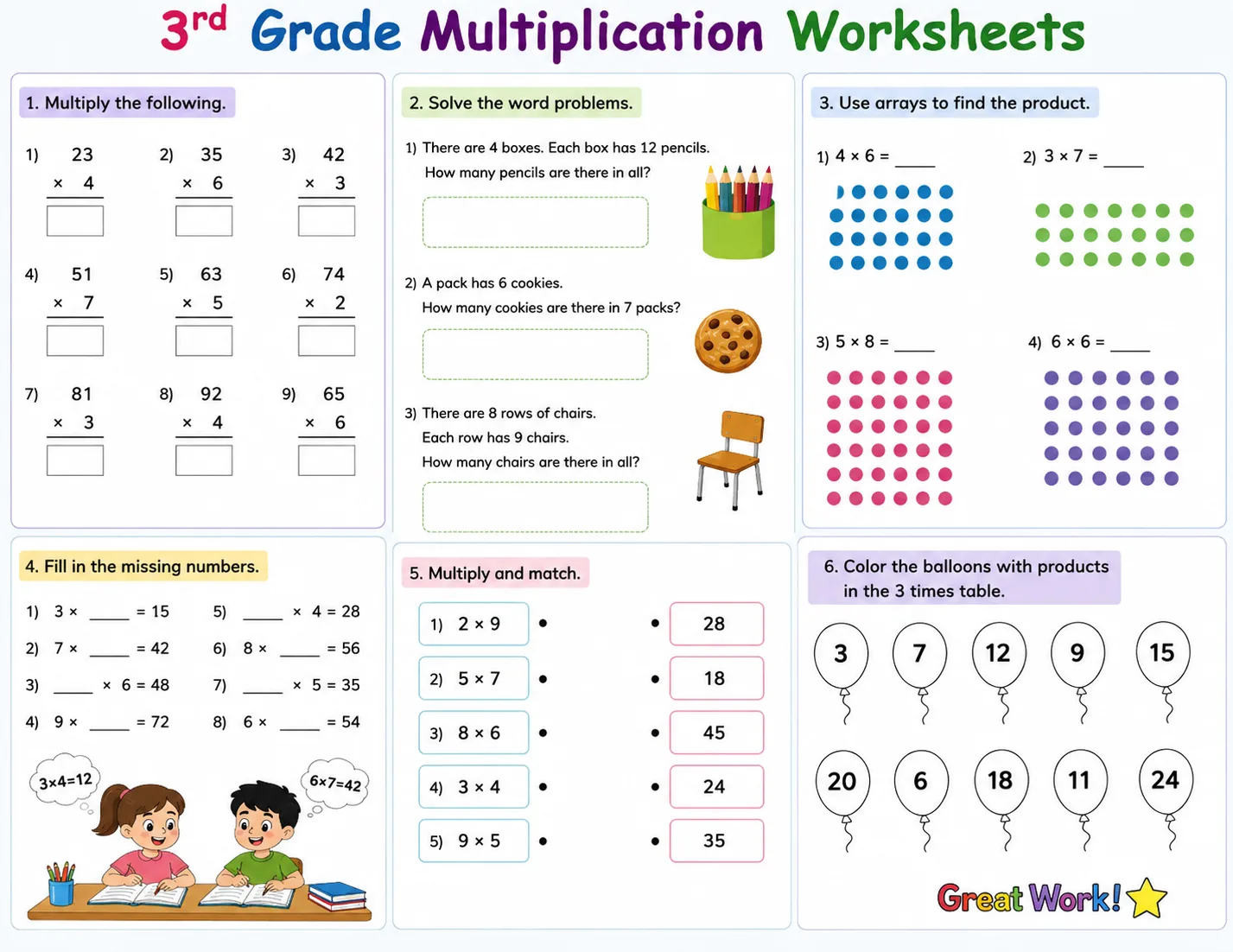 3rd grade multiplication worksheets