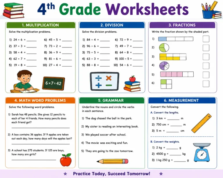 4th grade worksheets