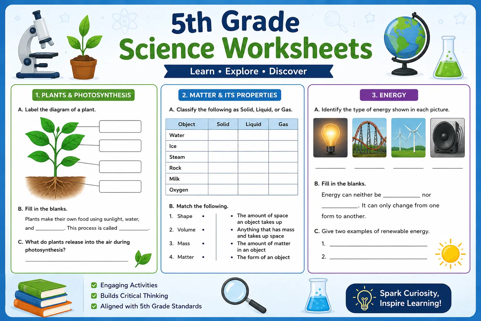 5th grade science worksheets