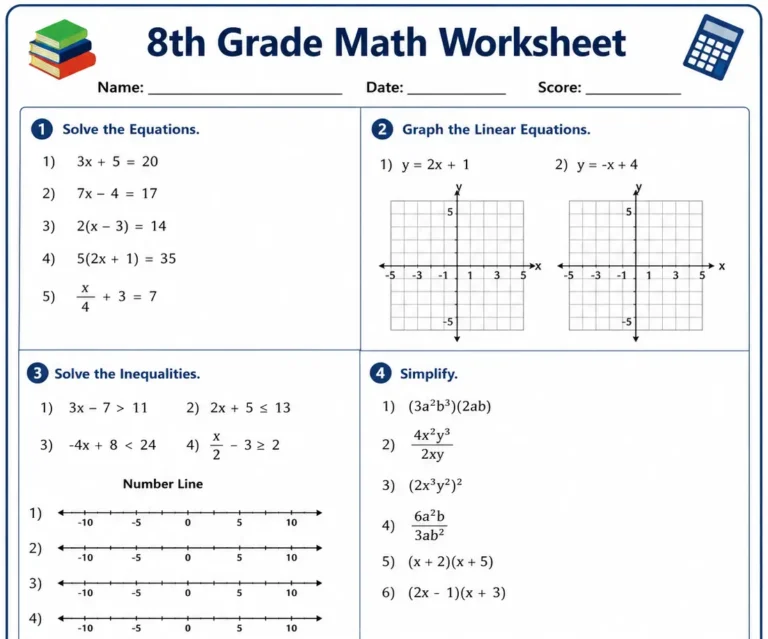 8th grade math worksheets