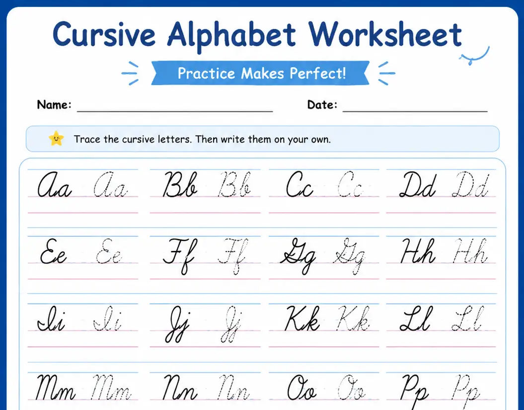 cursive alphabet worksheet free