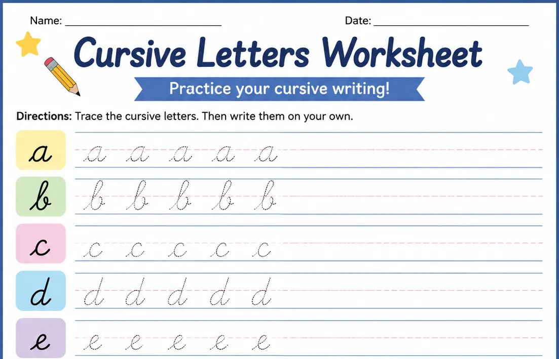 cursive letters worksheets printable