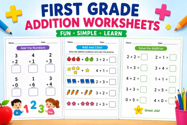 first grade addition worksheets