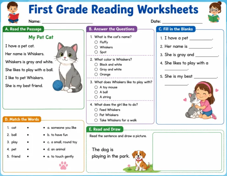 first grade reading worksheets