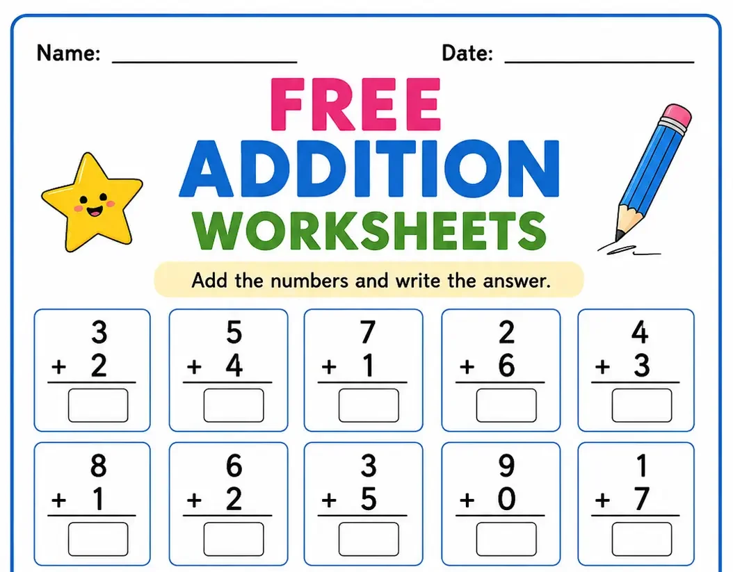 free addition worksheets