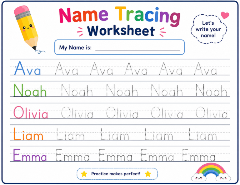 free name tracing worksheets