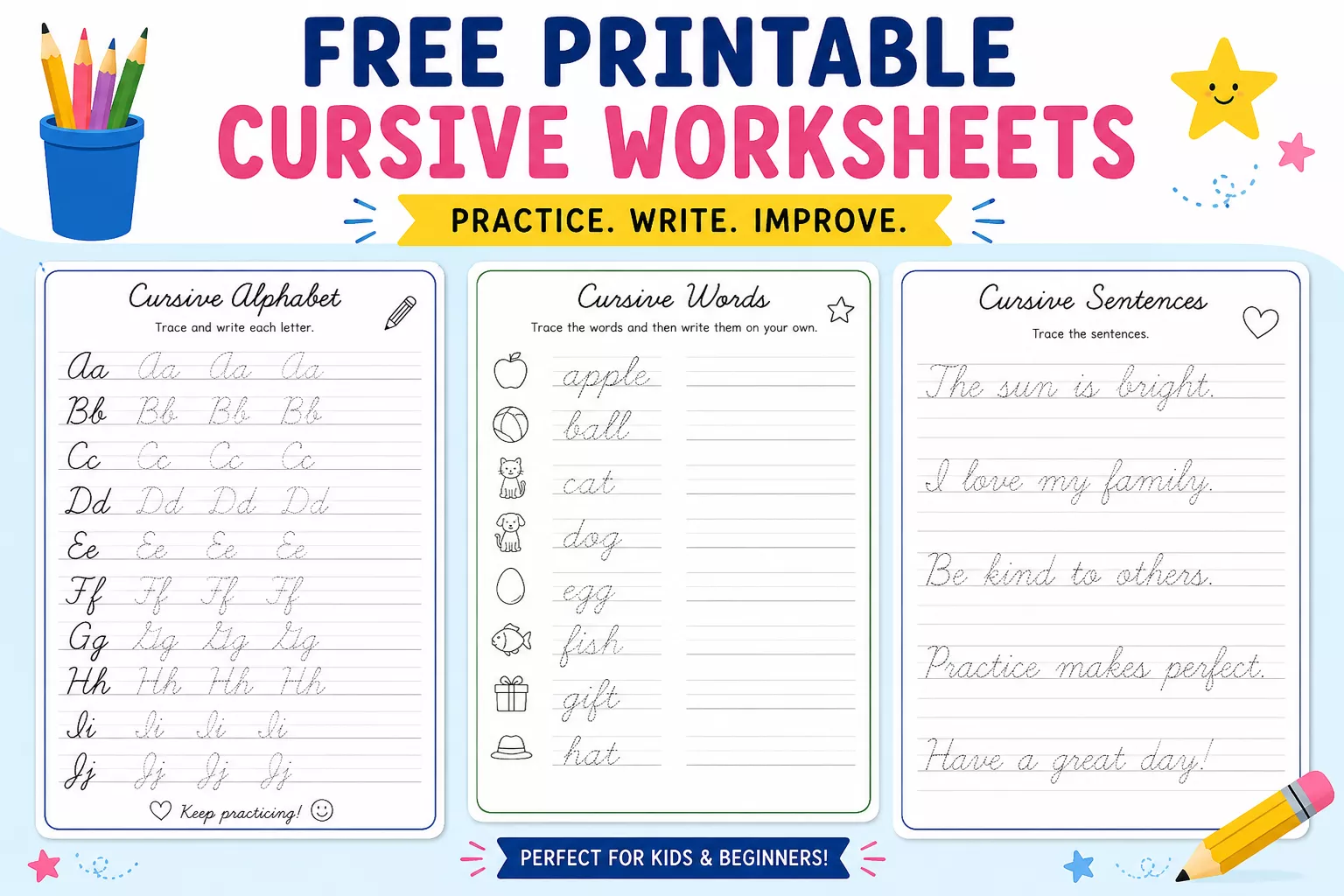 free printable cursive worksheets