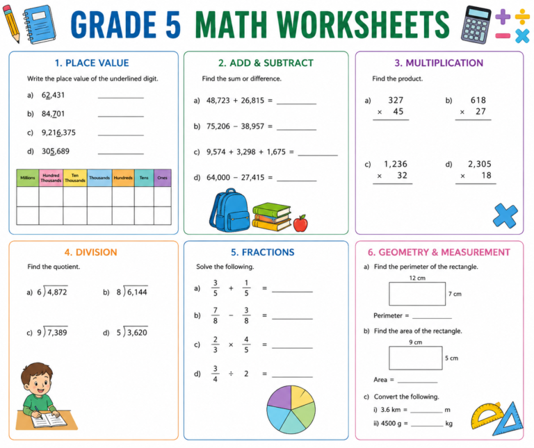 grade 5 math worksheets