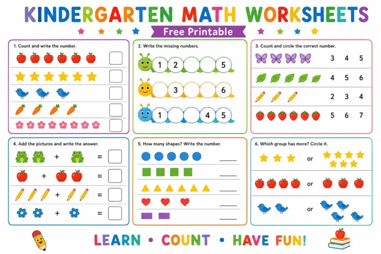 kindergarten math worksheets free