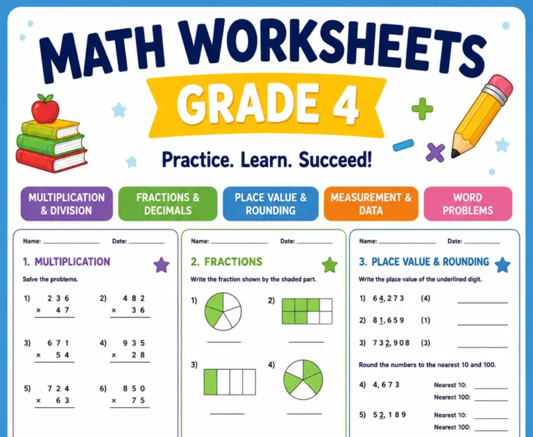 math worksheets grade 4