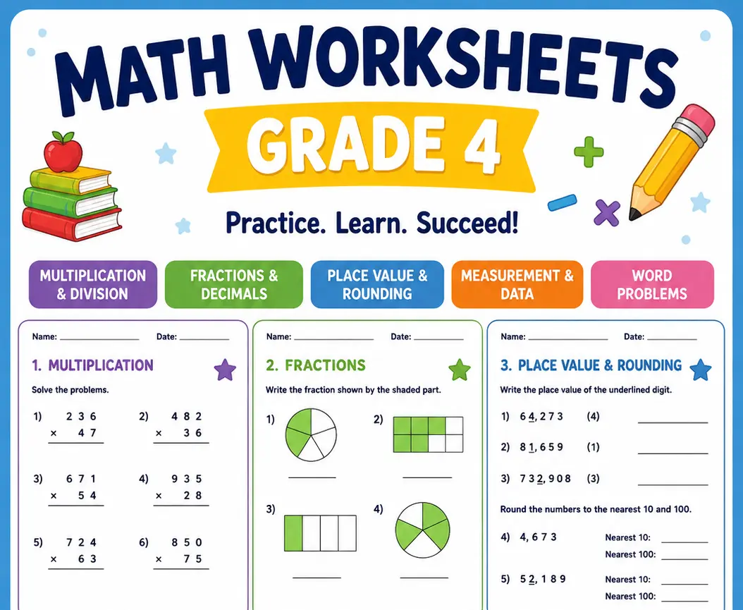 math worksheets grade 4