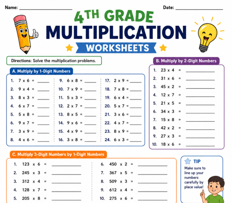 multiplication worksheets grade 4