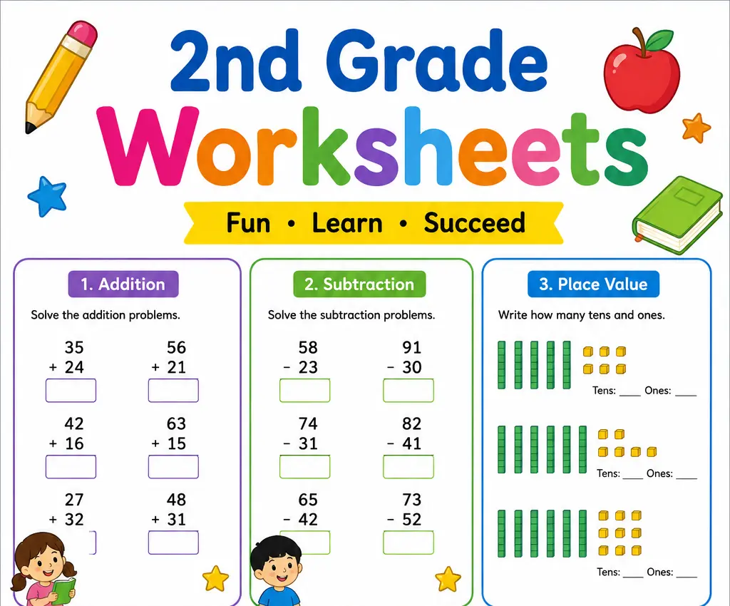 Second Grade Worksheets for Kids