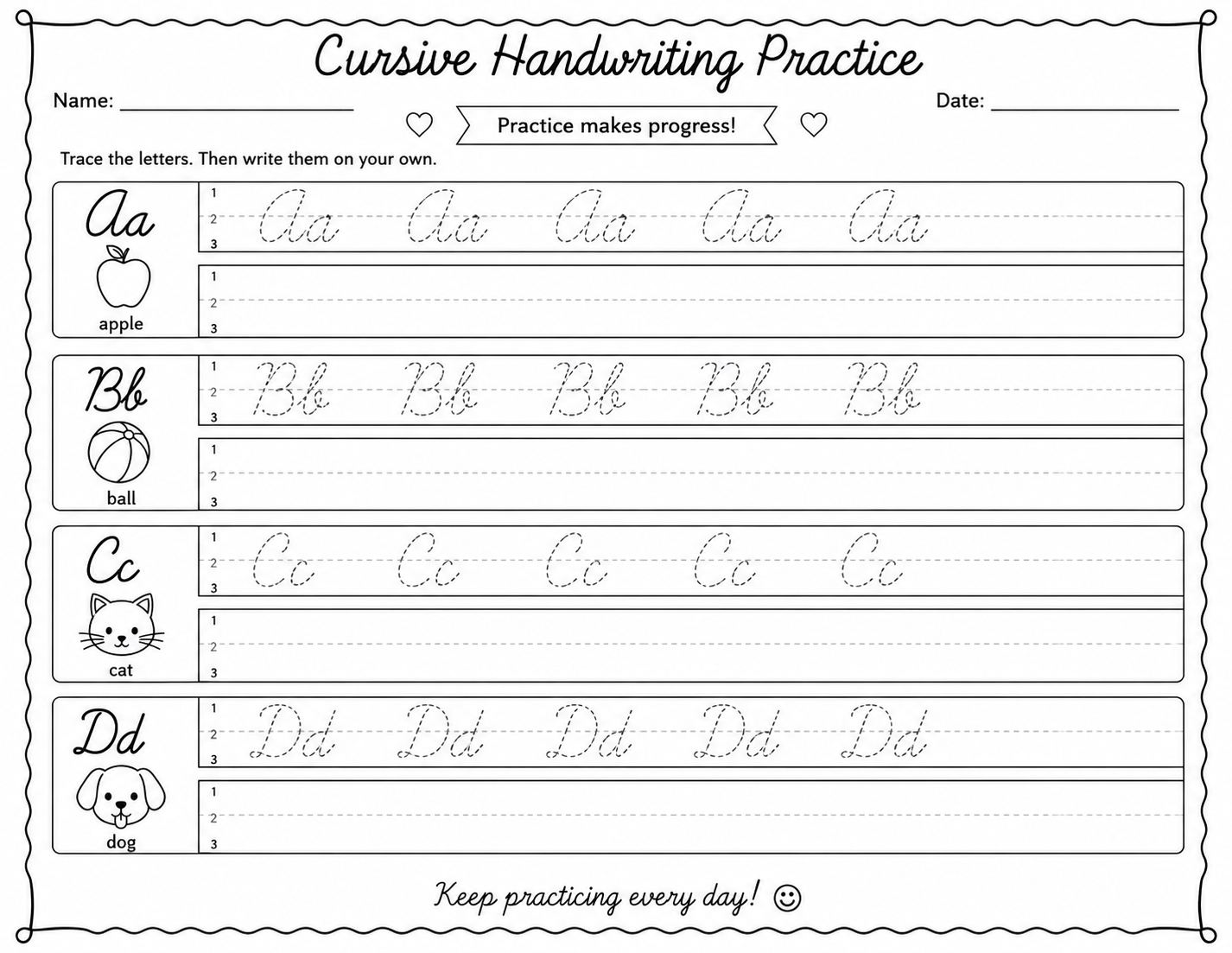 cursive worksheets printable free